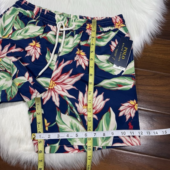Polo Ralph Lauren Men's Small Blue Floral Traveler Swim Trunks Board Shorts - Picture 5 of 10